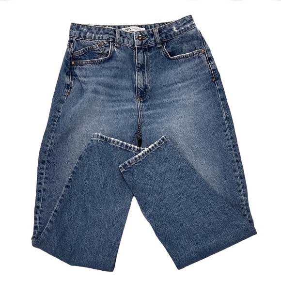 Zara Tapered Mom Fit Dark Wash Jeans - Picture 3 of 5